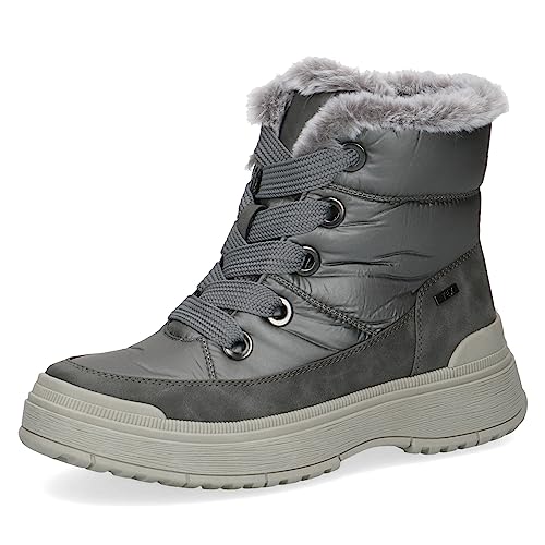 CAPRICE Damen Winterstiefeletten zum Schnüren Airmotion Gefüttert mit Reißverschluss Weite G, Grau (Dk Grey Comb), 38 EU von CAPRICE