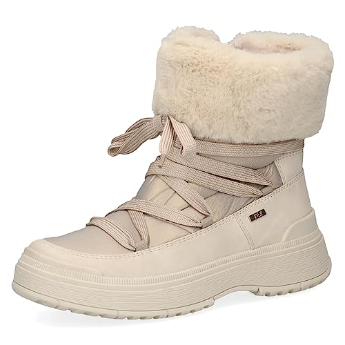 CAPRICE Damen Winterstiefeletten zum Schnüren Gefüttert Fell Weite G, Beige (Beige Comb), 37 EU von CAPRICE