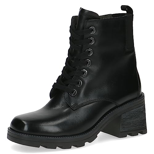 CAPRICE Damen Stiefeletten zum Schnüren aus Leder mit Blockabsatz, Schwarz (Black Nappa), 42 EU von CAPRICE