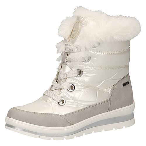 CAPRICE Damen Winterstiefeletten zum Schnüren Airmotion Fell mit Reißverschluss Weite G, Elfenbein (Pearl Comb), 38 EU von CAPRICE