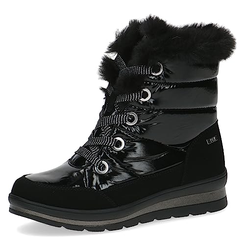 CAPRICE Damen Winterstiefel ohne Absatz Vegan Wasserabweisend, Schwarz (Black Comb), 38.5 EU von CAPRICE