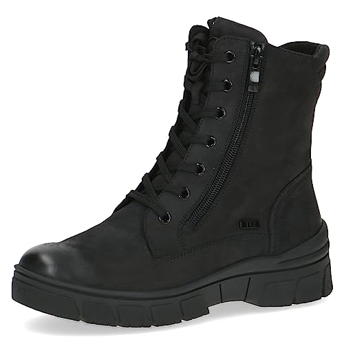 CAPRICE Damen Stiefeletten ohne Absatz Airmotion aus Leder mit Reißverschluss Weite G, Schwarz (Black Nubuc), 37 EU von CAPRICE