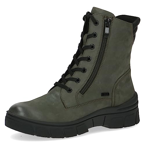 CAPRICE Damen Stiefeletten ohne Absatz Airmotion aus Leder mit Reißverschluss Weite G, Grün (Khaki Comb), 36 EU von CAPRICE