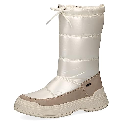 CAPRICE Damen Winterstiefel ohne Absatz Airmotion mit Schnürung Gefüttert Weite G, Elfenbein (Pearl Comb), 36 EU von CAPRICE