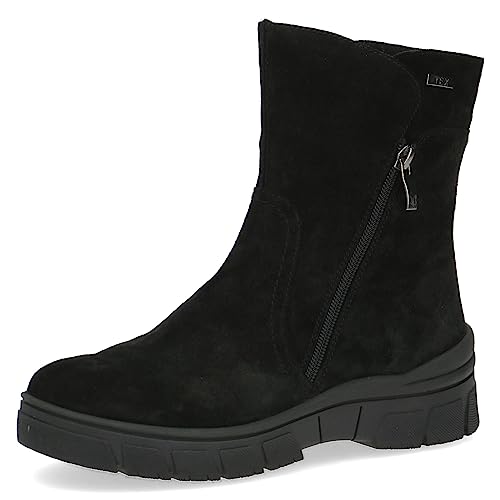 CAPRICE Damen Winterstiefel ohne Absatz aus Leder Wasserabweisend, Schwarz (Black Suede), 39 EU von CAPRICE