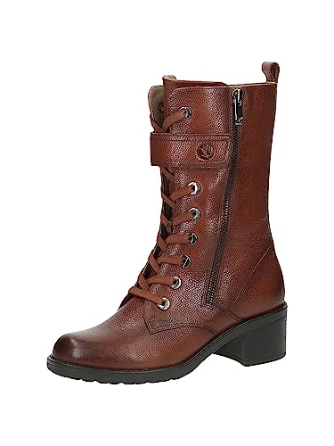 CAPRICE Damen Stiefeletten mit Absatz Memotion aus Leder Blockabsatz Weite G, Braun (Cognac Nappa), 39 EU von CAPRICE