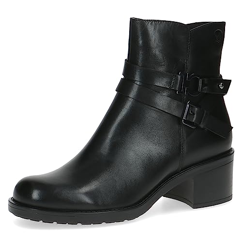CAPRICE Damen Stiefeletten mit Absatz Memotion aus Leder Blockabsatz Weite G, Schwarz (Black Nappa), 37 EU von CAPRICE