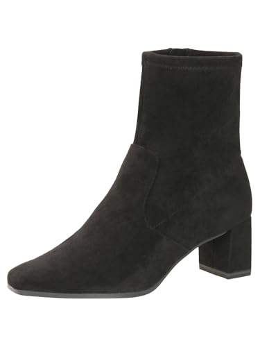 CAPRICE Damen Stiefeletten mit Absatz mit Reißverschluss Vegan, Schwarz (Black Stretch), 42 EU von CAPRICE