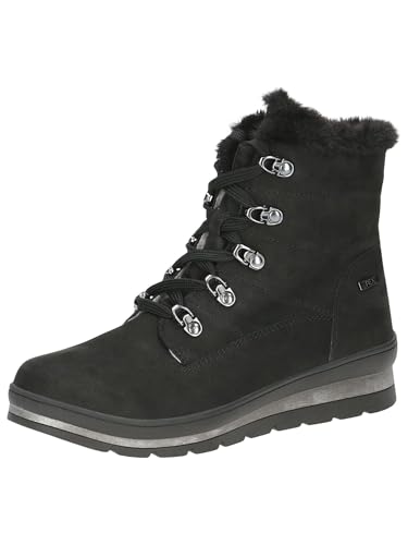 CAPRICE Damen Stiefeletten zum Schnüren Gefüttert Wasserabweisend, Schwarz (Black Nubuc), 38.5 EU von CAPRICE