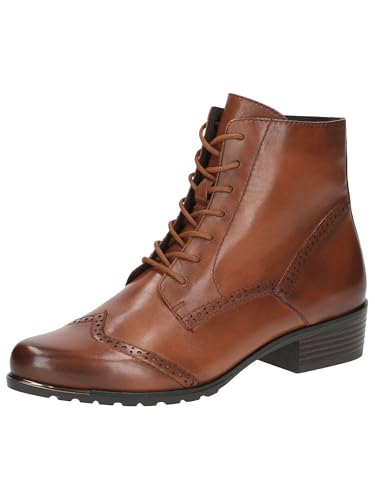 CAPRICE Damen Stiefeletten zum Schnüren aus Leder mit Blockabsatz, Braun (Cognac Nappa), 36.5 EU von CAPRICE
