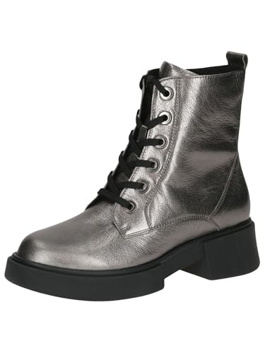CAPRICE Damen Stiefeletten zum Schnüren aus Leder mit Reißverschluss, Metallisch (Stone Metallic), 38 EU von CAPRICE