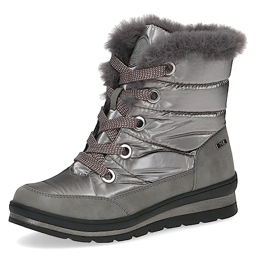 CAPRICE Damen Winterstiefeletten zum Schnüren Airmotion Fell mit Reißverschluss Weite G Vegan, Braun (Taupe Comb), 38.5 EU von CAPRICE