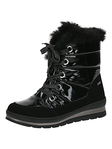CAPRICE Damen Winterstiefeletten zum Schnüren Airmotion Fell mit Reißverschluss Weite G Vegan, Schwarz (Black Comb 1), 38 EU von CAPRICE