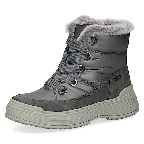 CAPRICE Damen Winterstiefeletten zum Schnüren Airmotion Gefüttert mit Reißverschluss Weite G, Grau (Dk Grey Comb), 40 EU von CAPRICE