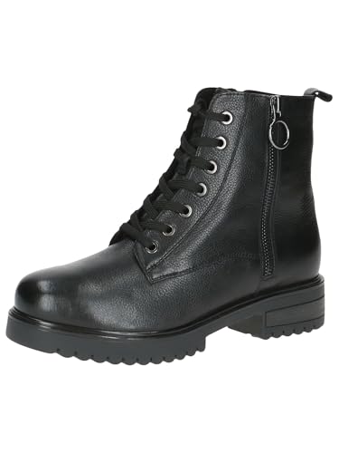 CAPRICE Damen Winterstiefeletten zum Schnüren aus Leder mit Reißverschluss, Schwarz (Black Nappa), 41 EU von CAPRICE