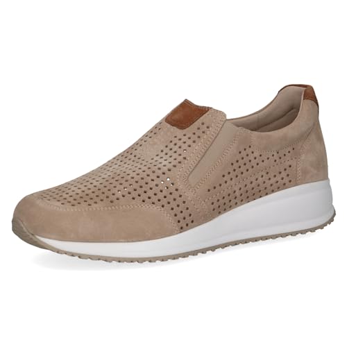 CAPRICE Herren Slipper aus Leder mit Lochmuster, Beige (Sand Comb), 40 EU von CAPRICE