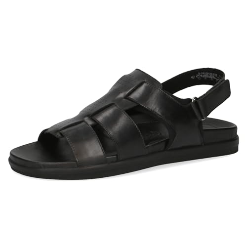 CAPRICE Herren Sandalen aus Leder mit Klettverschluss, Schwarz (Black Nappa), 43 EU von CAPRICE