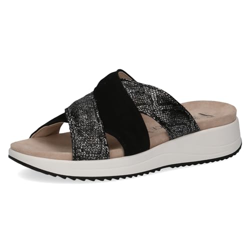 CAPRICE Damen Pantoletten aus Leder Glitzer, Schwarz (Black Comb), 37 EU von CAPRICE