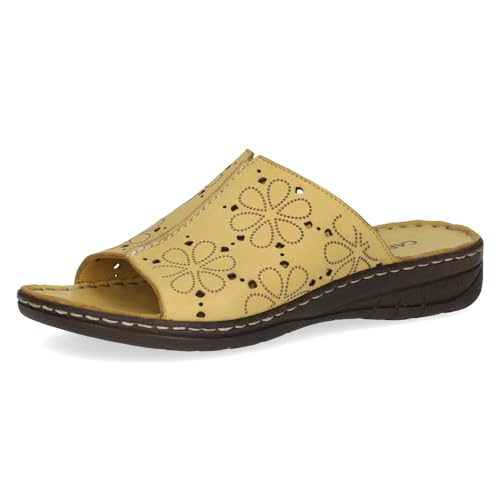 CAPRICE Damen Pantoletten aus Leder mit Fußbett, Gelb (Yellow Nappa), 38 EU von CAPRICE