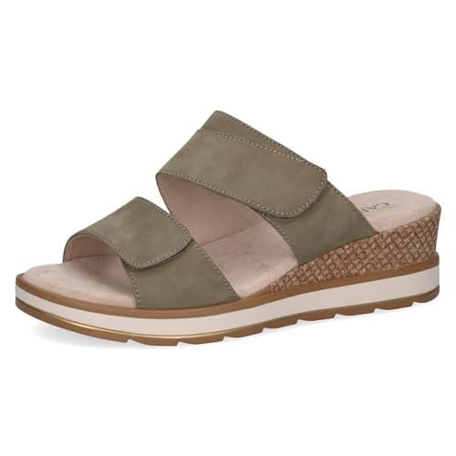 CAPRICE Damen Pantoletten aus Leder mit Fußbett, Grün (Olive Nubuc), 40 EU von CAPRICE