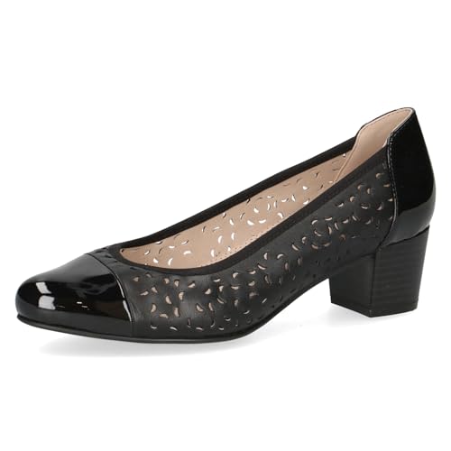 CAPRICE Comfort Damen Pumps Lack mit Lochmuster, Schwarz (Black Comb), 38 EU von CAPRICE