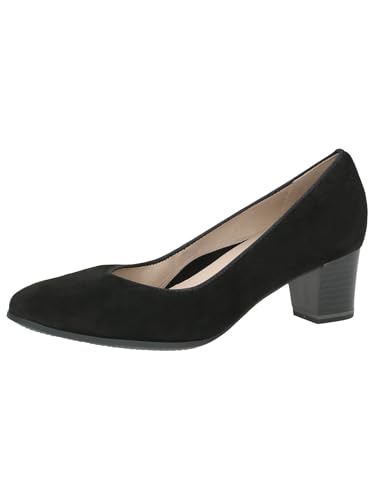 CAPRICE Damen Pumps aus Leder mit Blockabsatz, Schwarz (Black Suede), 39 EU von CAPRICE