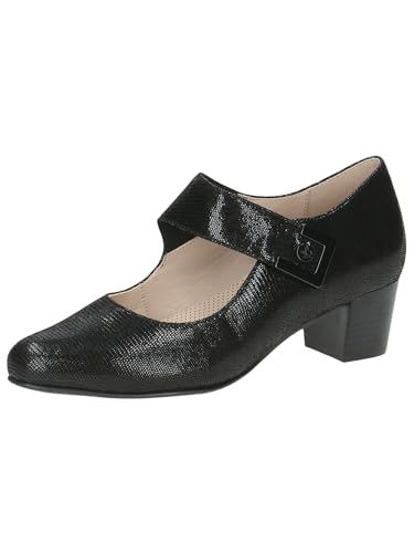 CAPRICE Comfort Damen Pumps aus Leder mit Riemen, Schwarz (Black Reptile), 37 EU von CAPRICE