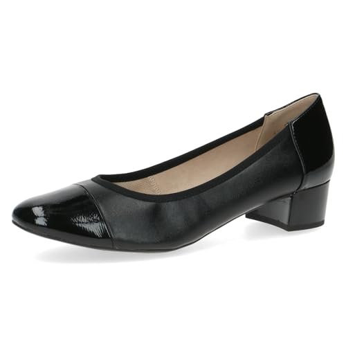 CAPRICE Damen Pumps Lack mit Blockabsatz, Schwarz (Black Comb), 36 EU von CAPRICE
