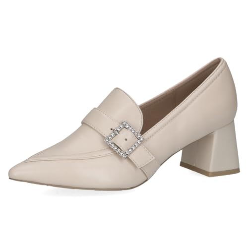 CAPRICE Damen Pumps aus Leder mit Glitzerschnalle, Cremefarben (Cream Perlato), 40 EU von CAPRICE