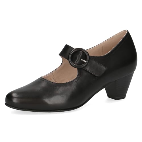CAPRICE Damen Pumps mit Riemen aus Leder mit Blockabsatz, Schwarz (Black Nappa), 40 EU von CAPRICE