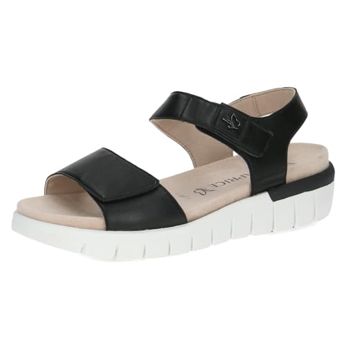 CAPRICE Comfort Damen Sandalen flach aus Leder mit Klettverschluss, Schwarz (Black Nappa), 41 EU von CAPRICE