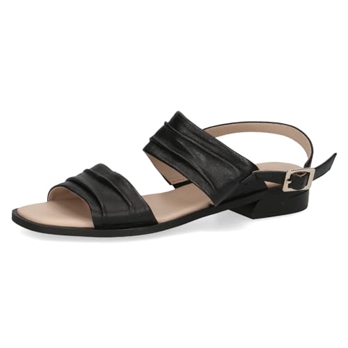CAPRICE Damen Sandalen flach aus Leder mit Fußbett, Schwarz (Black Softnap.), 37 EU von CAPRICE