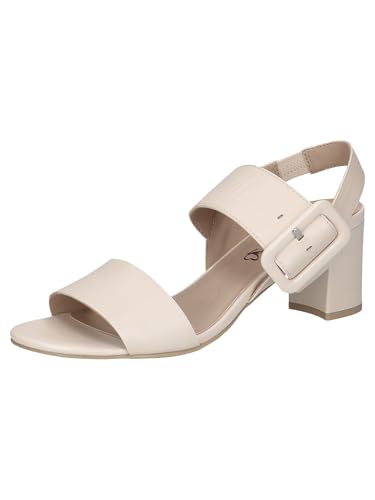 CAPRICE Damen Sandalen mit Absatz aus Leder mit Fußbett, Cremefarben (Cream Perlato), 38 EU von CAPRICE