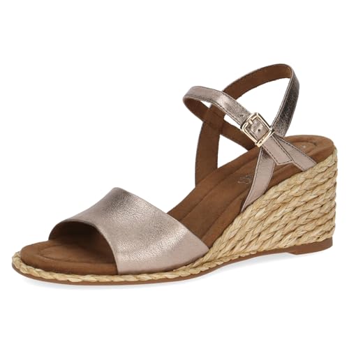 CAPRICE Damen Sandalen mit Absatz aus Leder mit Riemchen, Beige (Taupe Metallic), 40 EU von CAPRICE
