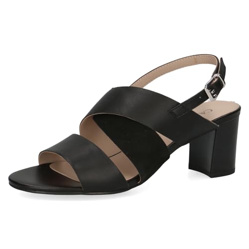 CAPRICE Damen Sandalen mit Absatz aus Leder Elegant, Schwarz (Black Comb), 37.5 EU von CAPRICE