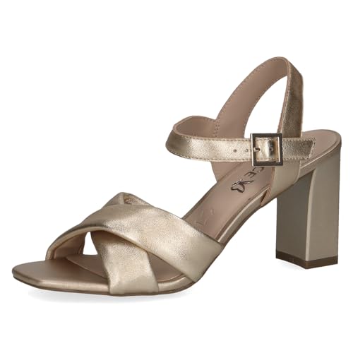 CAPRICE Damen Sandalen mit Absatz aus Leder Elegant, Gold (Lt.Gold Metal.), 38 EU von CAPRICE