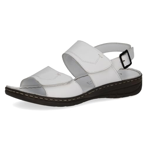 CAPRICE Damen Sandalen mit Absatz aus Leder Bequem, Weiß (White Nappa), 41 EU von CAPRICE