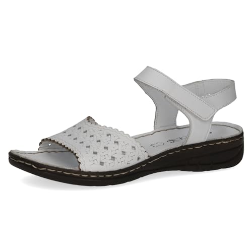 CAPRICE Damen Sandalen mit Absatz aus Leder Bequem, Weiß (White Nappa), 38 EU von CAPRICE