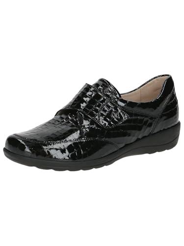 CAPRICE Comfort Damen Slipper aus Leder mit Klettverschluss, Schwarz (Black Croco), 41 EU von CAPRICE