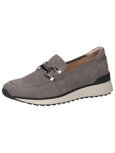 CAPRICE Damen Slipper aus Leder Bequem, Grau (Stone Suede), 41 EU von CAPRICE