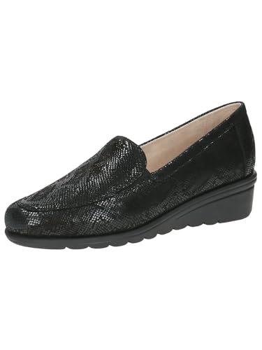 CAPRICE Damen Slipper aus Leder mit Keilabsatz, Schwarz (Black Reptile), 41 EU von CAPRICE