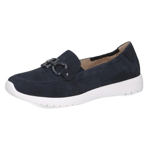 CAPRICE Damen Slipper aus Leder Bequem, Blau (Ocean Suede), 41 EU von CAPRICE