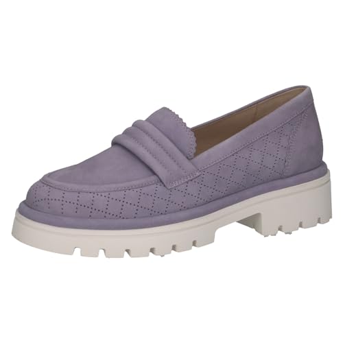 CAPRICE Damen Slipper aus Leder mit Blockabsatz, Lila (Lavender Suede), 42 EU von CAPRICE