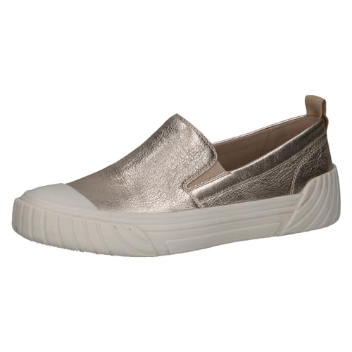 CAPRICE Damen Slipper aus Leder Flach, Metallisch (Platin Metal.), 39 EU von CAPRICE
