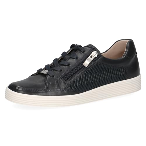 CAPRICE Damen Sneaker flach aus Leder mit Reißverschluss, Schwarz (Ocean Soft Co.), 37.5 EU von CAPRICE