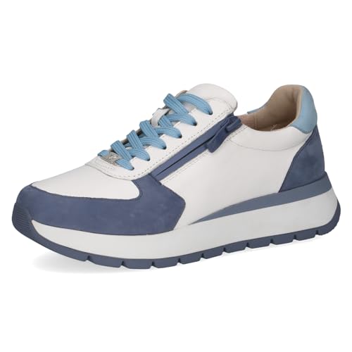 CAPRICE Damen Sneaker flach aus Leder mit Reißverschluss, Blau (Blue Comb), 42 EU von CAPRICE