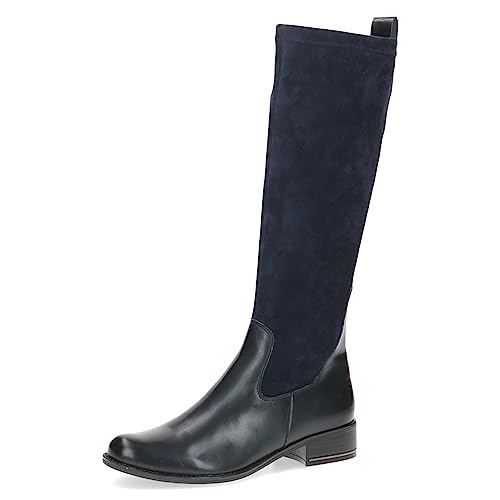 CAPRICE Damen Hohe Stiefel mit Absatz Runde Spitze Blockabsatz, Blau (Ocean Comb), 42 EU von CAPRICE