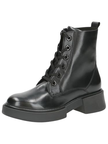 CAPRICE Damen Stiefeletten zum Schnüren aus Leder mit Reißverschluss, Schwarz (Black Nappa), 38 EU von CAPRICE