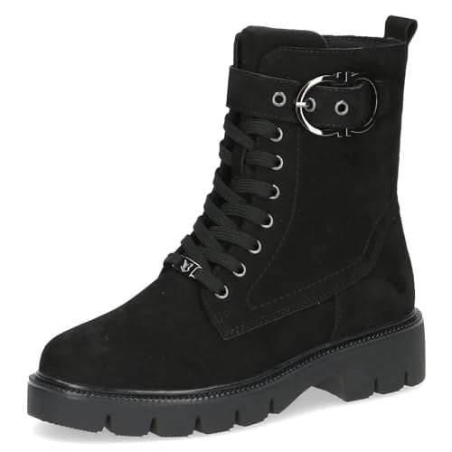 CAPRICE Damen Stiefeletten zum Schnüren aus Leder mit Schnalle, Schwarz (Black Nubuc), 41 EU von CAPRICE
