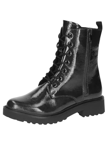 CAPRICE Damen Stiefeletten zum Schnüren aus Leder mit Reißverschluss, Schwarz (Black Naplak), 39 EU von CAPRICE